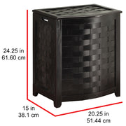Oceanstar Mahogany Finished Bowed Front Veneer Laundry Wood Hamper with Interior Bag BHV0100MH