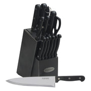 Oceanstar KS1194 Contemporary 15-Piece Knife Set with Block, Elegant Black